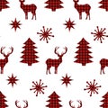 Seamless pattern Christmas trees reindeer vector illustration Royalty Free Stock Photo